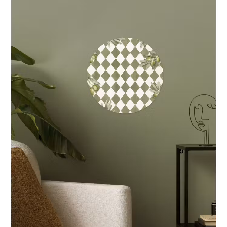 Plant - Olijftakken - Waterverf - Mediterraan - Groen Wandcirkel behangsticker klein -sfeer2