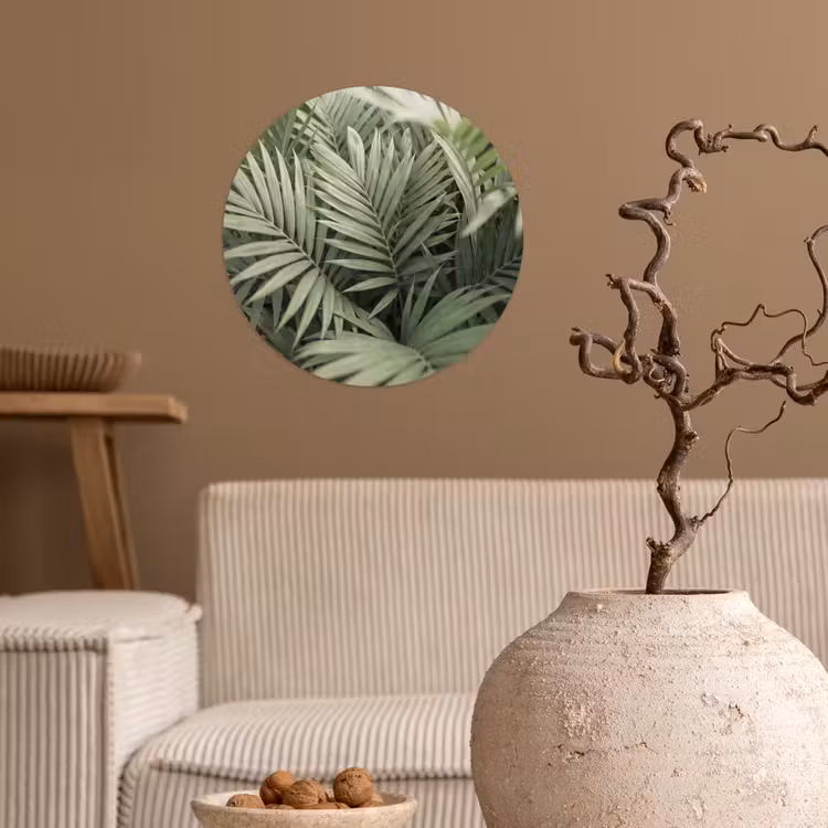 Plant - Palmbladeren - Natuur - Groen Wandcirkel behangsticker klein -sfeer1