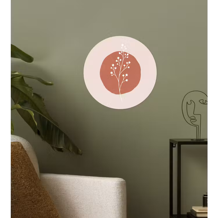 Plant - Tak - Abstract - Modern - Wit Wandcirkel behangsticker klein -sfeer2