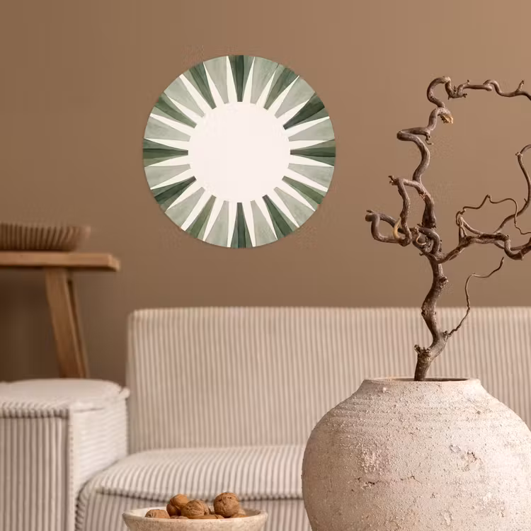 Planten - Abstract - Waterverf - Groen - Natuur Wandcirkel behangsticker klein -sfeer1