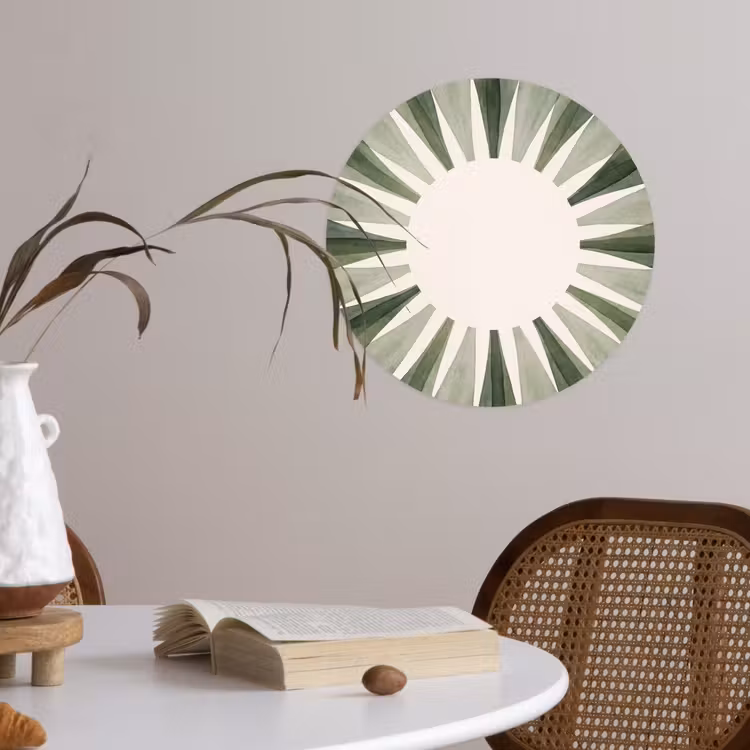 Planten - Abstract - Waterverf - Groen - Natuur Wandcirkel behangsticker klein -sfeer3