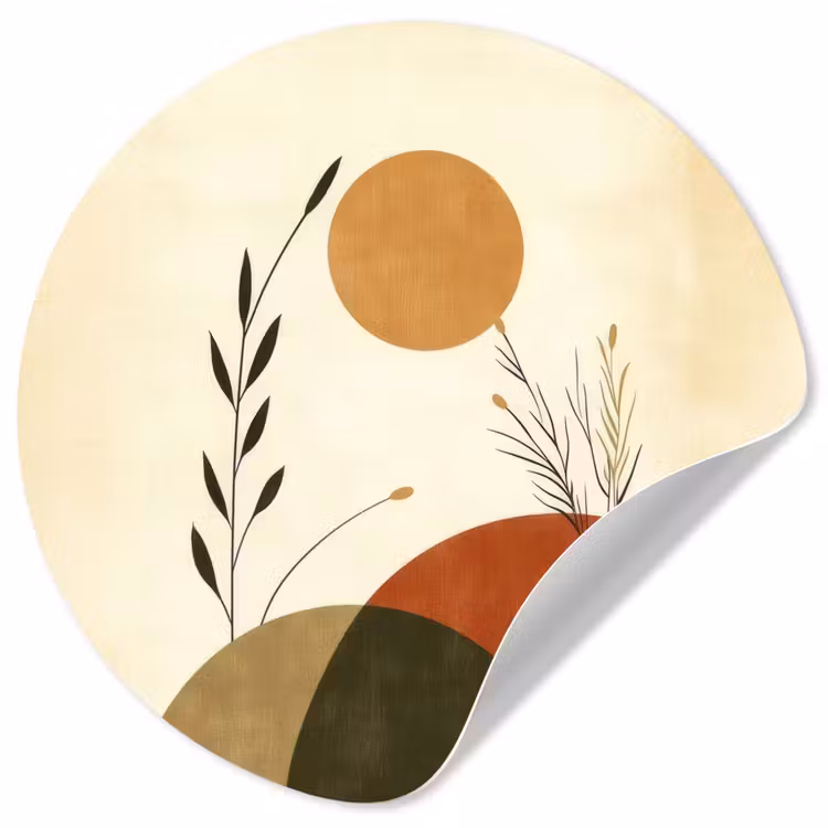 Planten - Abstract - Vormen Wandcirkel behangsticker klein -3d