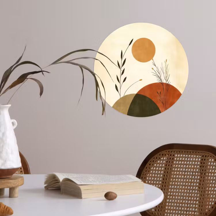 Planten - Abstract - Vormen Wandcirkel behangsticker klein -sfeer3