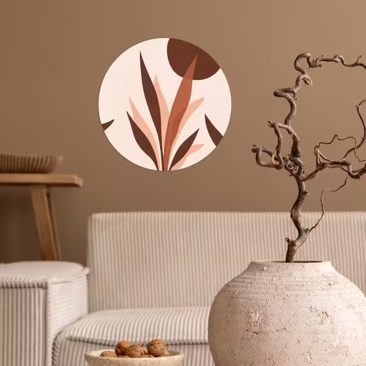 Planten - Abstract - Natuur - Bruin Wandcirkel behangsticker klein -sfeer1
