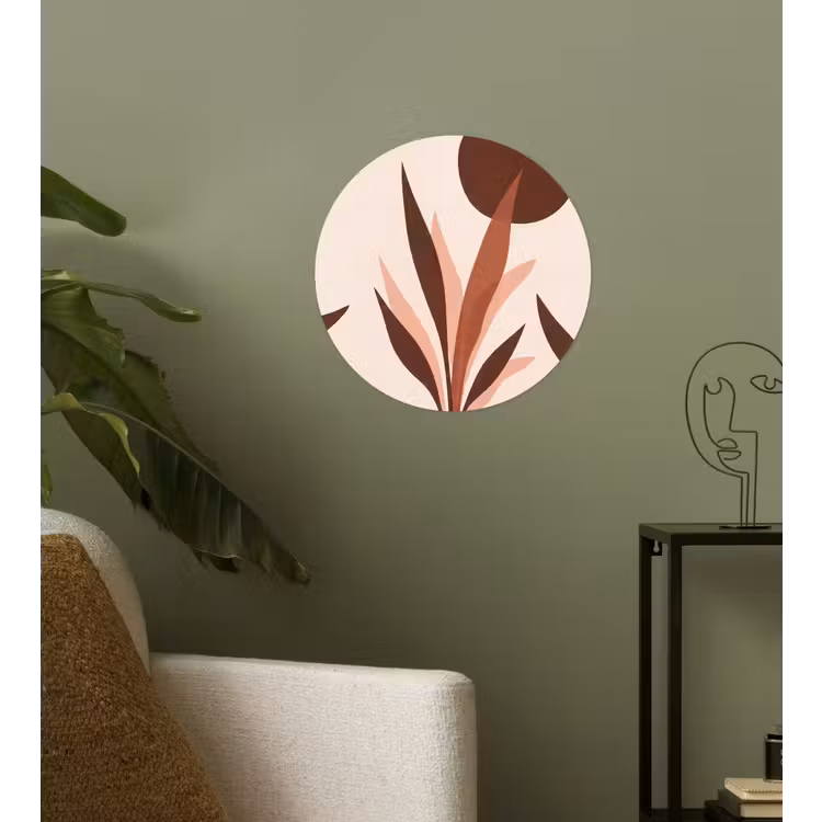 Planten - Abstract - Natuur - Bruin Wandcirkel behangsticker klein -sfeer2