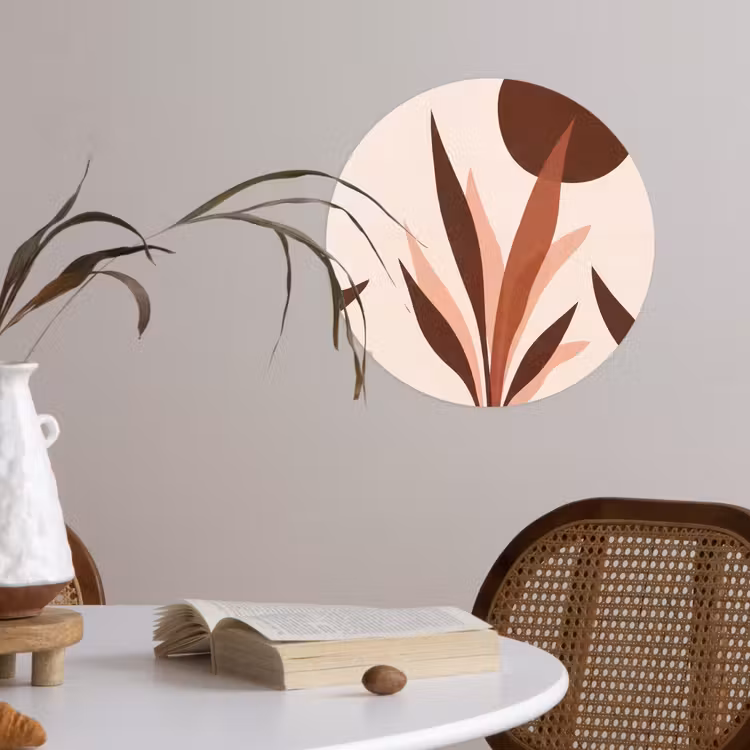 Planten - Abstract - Natuur - Bruin Wandcirkel behangsticker klein -sfeer3
