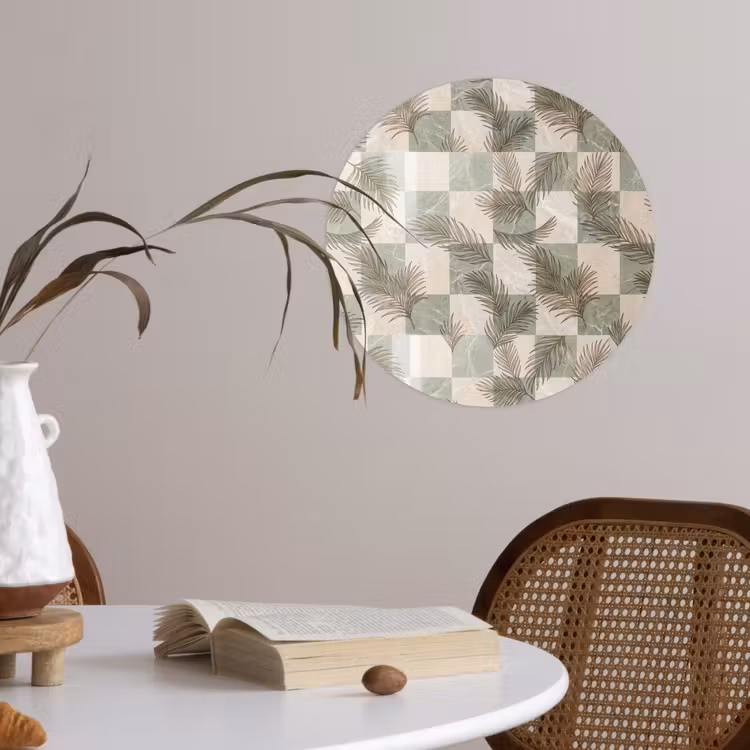 Planten - Bladeren - Marmer - Modern - Groen Wandcirkel behangsticker klein -sfeer3