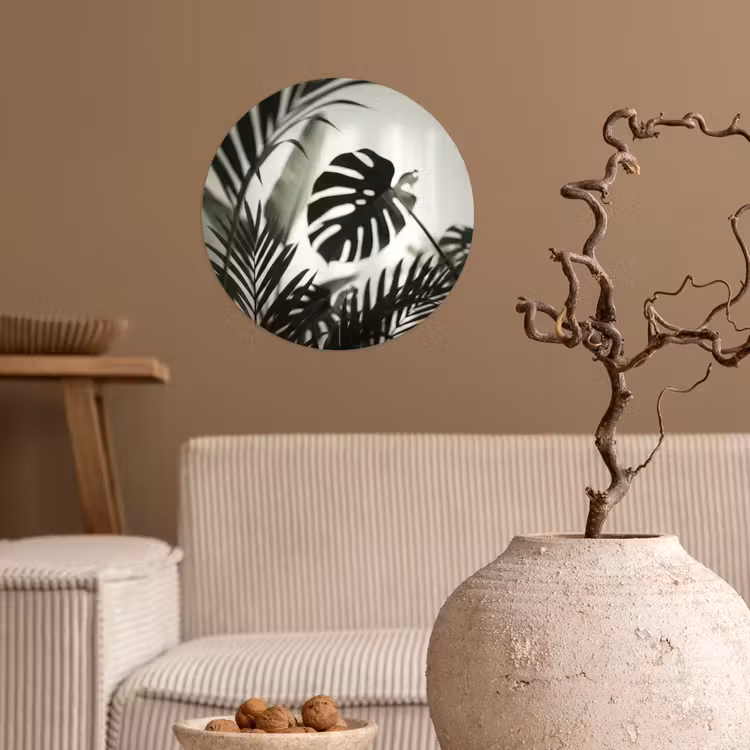 Planten - Bladeren - Natuur - Minimalistisch - Groen Wandcirkel behangsticker klein -sfeer1