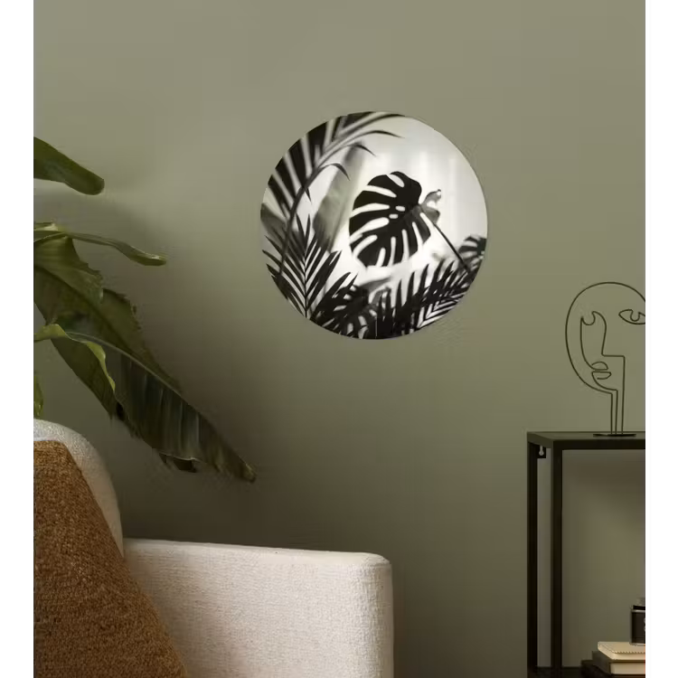 Planten - Bladeren - Natuur - Minimalistisch - Groen Wandcirkel behangsticker klein -sfeer2