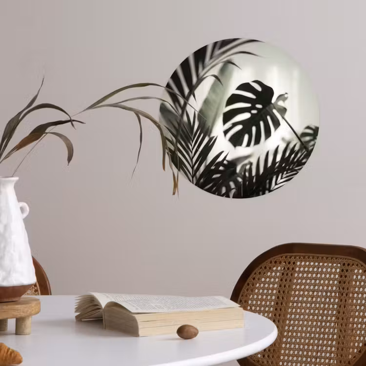 Planten - Bladeren - Natuur - Minimalistisch - Groen Wandcirkel behangsticker klein -sfeer3