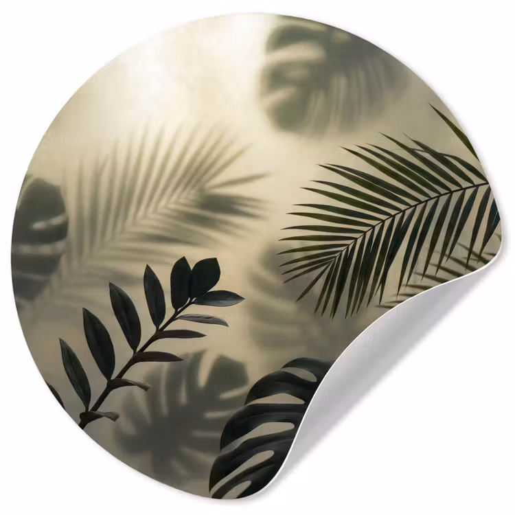 Planten - Bladeren - Schaduwen - Groen - Modern Wandcirkel behangsticker klein -3d