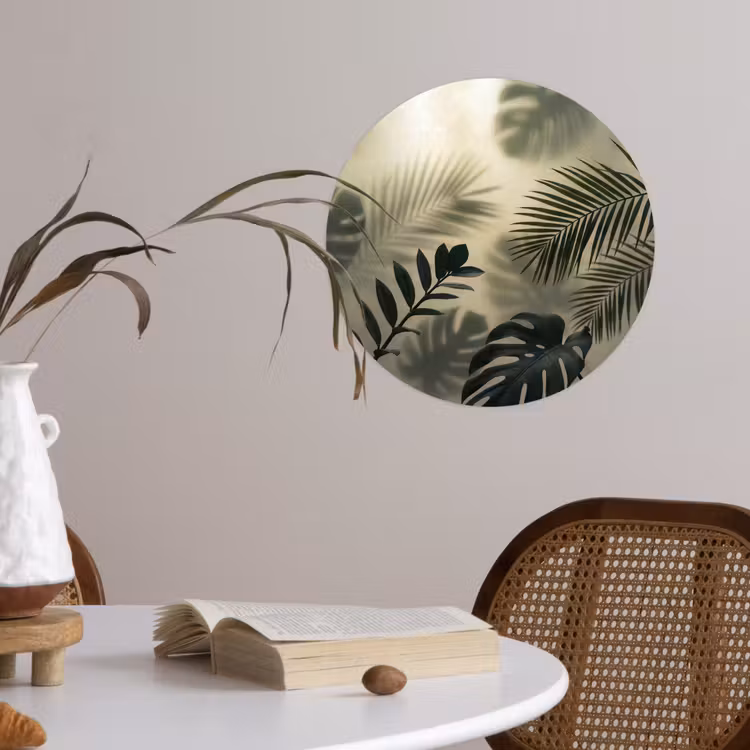 Planten - Bladeren - Schaduwen - Groen - Modern Wandcirkel behangsticker klein -sfeer3