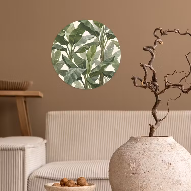 Planten - Bladeren - Tropisch - Groen Wandcirkel behangsticker klein -sfeer1