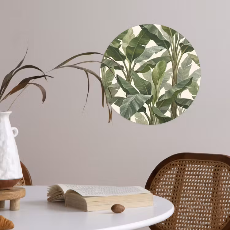 Planten - Bladeren - Tropisch - Groen Wandcirkel behangsticker klein -sfeer3