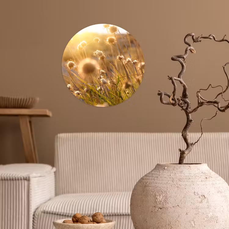 Planten - Natuur - Bloemen - Zon - Horizon Wandcirkel behangsticker klein -sfeer1