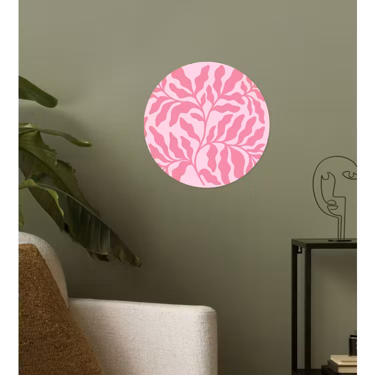 Planten - Organisch - Abstract - Modern - Roze Wandcirkel behangsticker klein -sfeer2