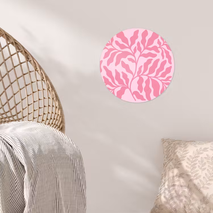 Planten - Organisch - Abstract - Modern - Roze Wandcirkel behangsticker klein -sfeer4