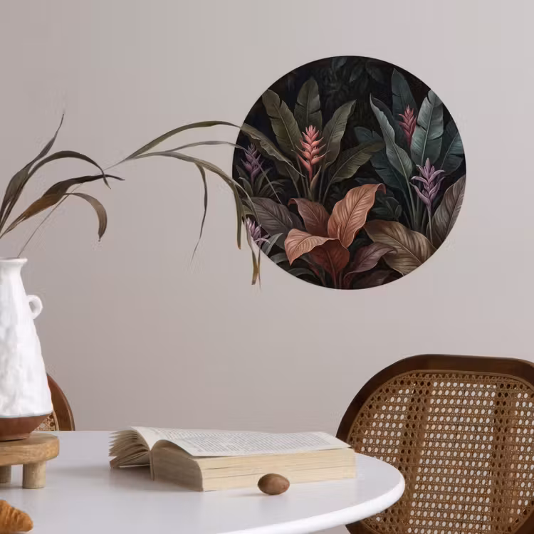 Planten - Tropisch - Jungle - Donker - Natuur Wandcirkel behangsticker klein -sfeer3