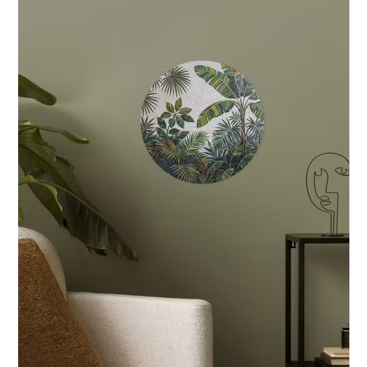 Planten - Tropisch - Mozaïek - Groen - Natuur Wandcirkel behangsticker klein -sfeer2