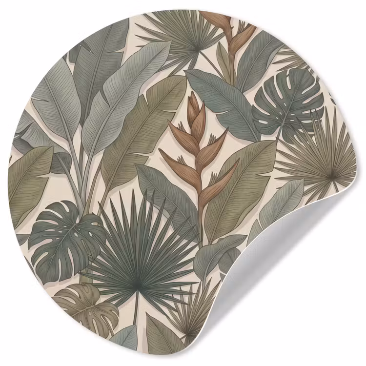 Planten - Tropisch - Natuur - Illustratie - Groen Wandcirkel behangsticker klein -3d