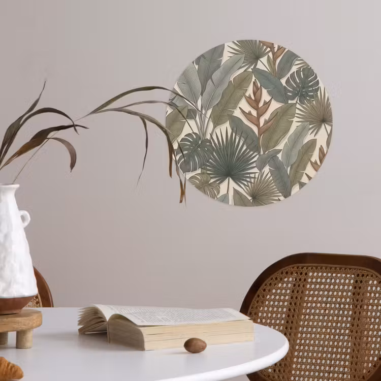 Planten - Tropisch - Natuur - Illustratie - Groen Wandcirkel behangsticker klein -sfeer3