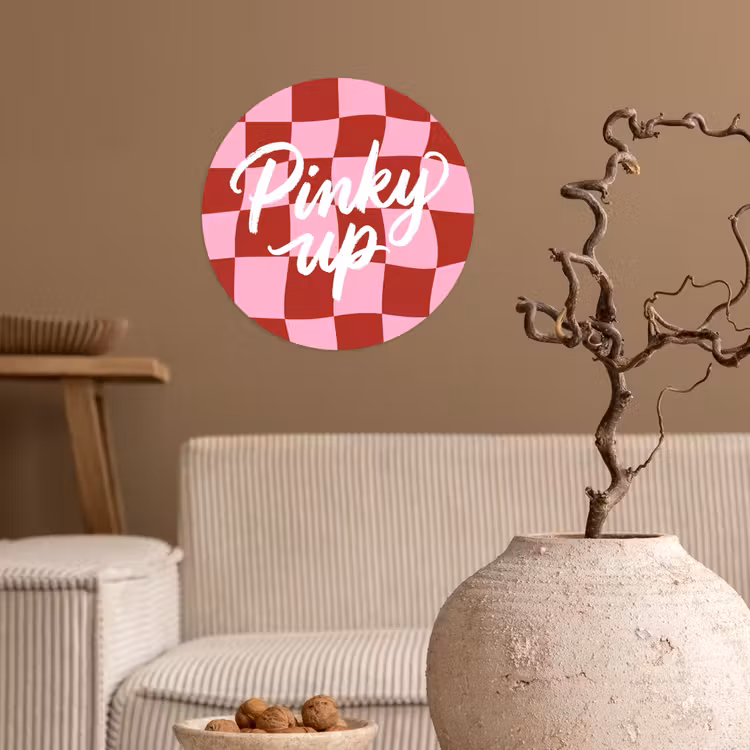 Pinky up - Geblokt - Bordeauxrood Wandcirkel behangsticker klein -sfeer1