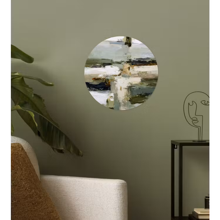 Penseelstreken - Groen - Abstract - Japandi Wandcirkel behangsticker klein -sfeer2