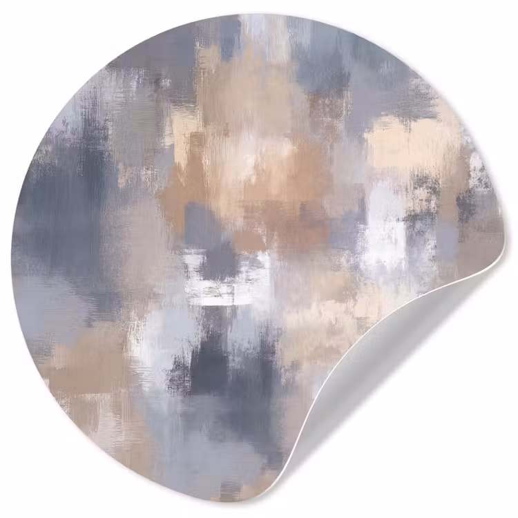 Penseelstreken - Schilderij - Beige Wandcirkel behangsticker klein -3d