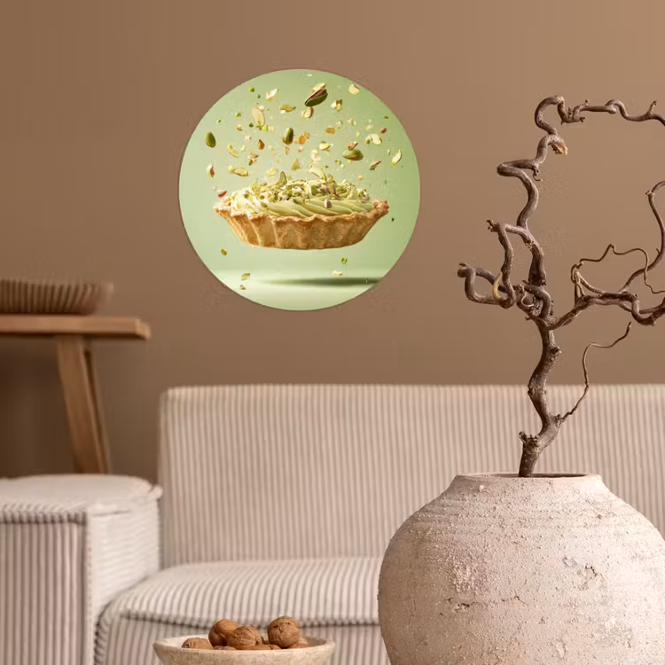 Pistache - Taart - Noten - Eten Wandcirkel behangsticker klein -sfeer1