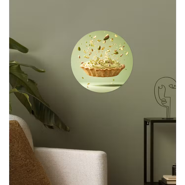 Pistache - Taart - Noten - Eten Wandcirkel behangsticker klein -sfeer2