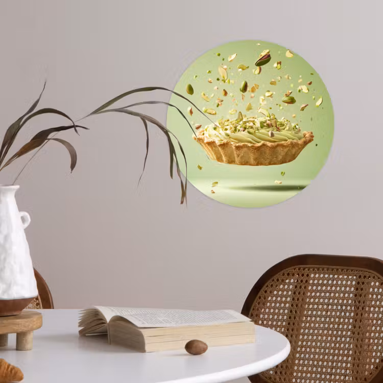 Pistache - Taart - Noten - Eten Wandcirkel behangsticker klein -sfeer3