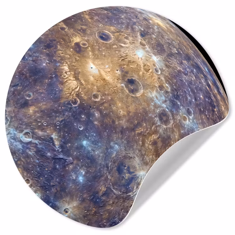 Runde Tapete - Planet – Krater – Weltraum - Planeet - Kraters - Ruimte Wandcirkel behangsticker klein