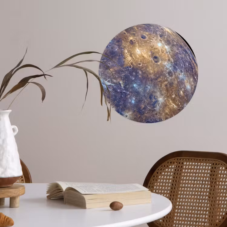Runde Tapete - Planet – Krater – Weltraum - Planeet - Kraters - Ruimte Wandcirkel behangsticker klein