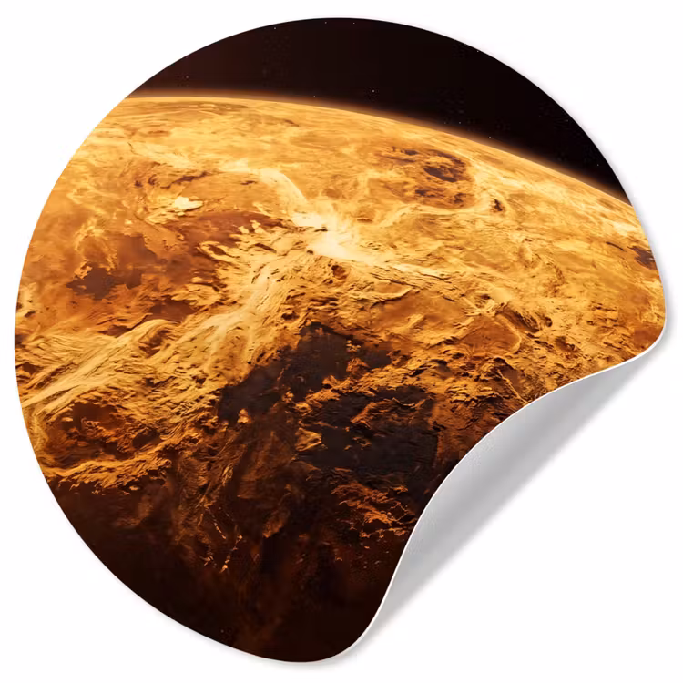 Runde Tapete - Planet – Weltraum – Orange - Planeet - Ruimte - Oranje Wandcirkel behangsticker klein