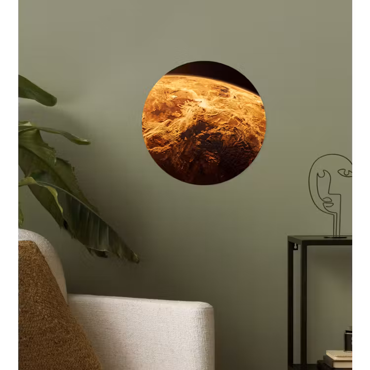 Runde Tapete - Planet – Weltraum – Orange - Planeet - Ruimte - Oranje Wandcirkel behangsticker klein