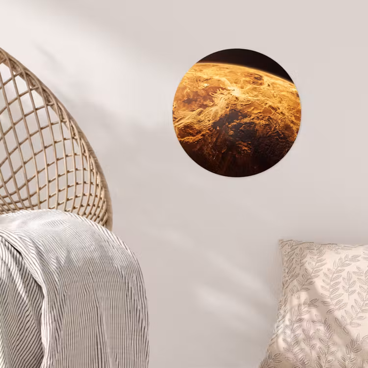 Runde Tapete - Planet – Weltraum – Orange - Planeet - Ruimte - Oranje Wandcirkel behangsticker klein
