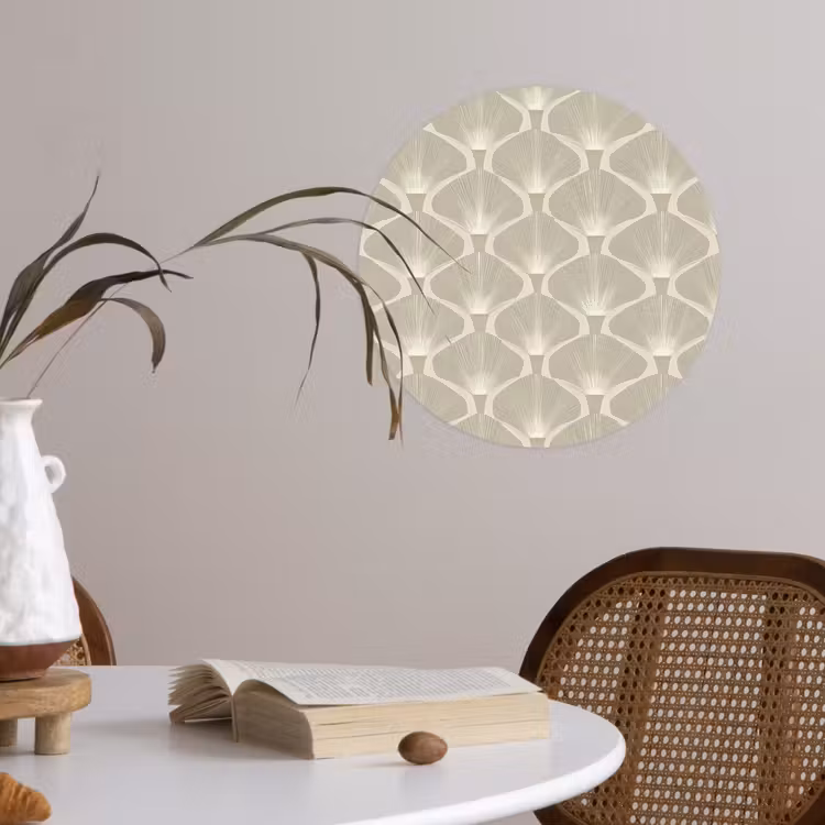Paneel - Ginkgo - Zand Wandcirkel behangsticker klein 186 -sfeer3