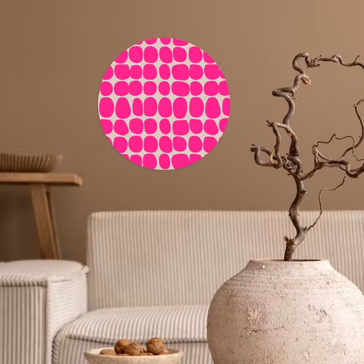 Stippen - Patroon - Roze Wandcirkel behangsticker klein 186 -sfeer1
