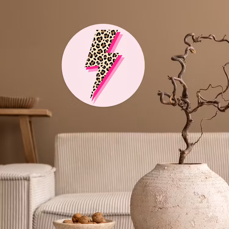 Stippen - Roze - Bliksem Wandcirkel behangsticker klein -sfeer1