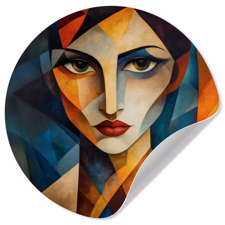 Portret - Abstract - Vormen Wandcirkel behangsticker klein -3d