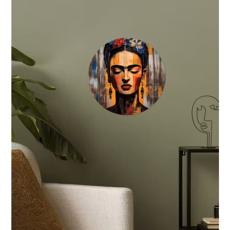 Portret - Vrouw - Bloemen Wandcirkel behangsticker klein -sfeer2