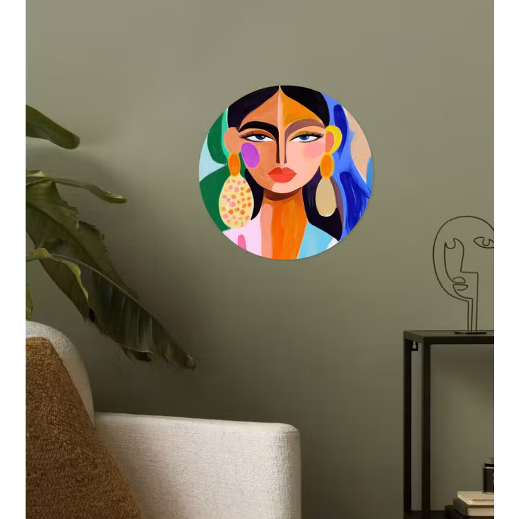 Portret - Vrouw - Modern Wandcirkel behangsticker klein -sfeer2