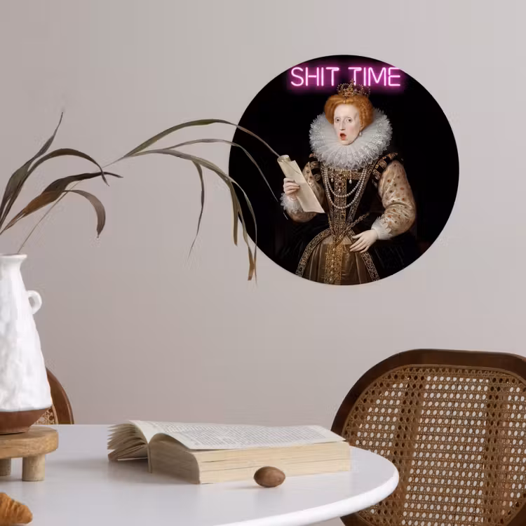 Portret - Humor - Neon Wandcirkel behangsticker klein -sfeer3