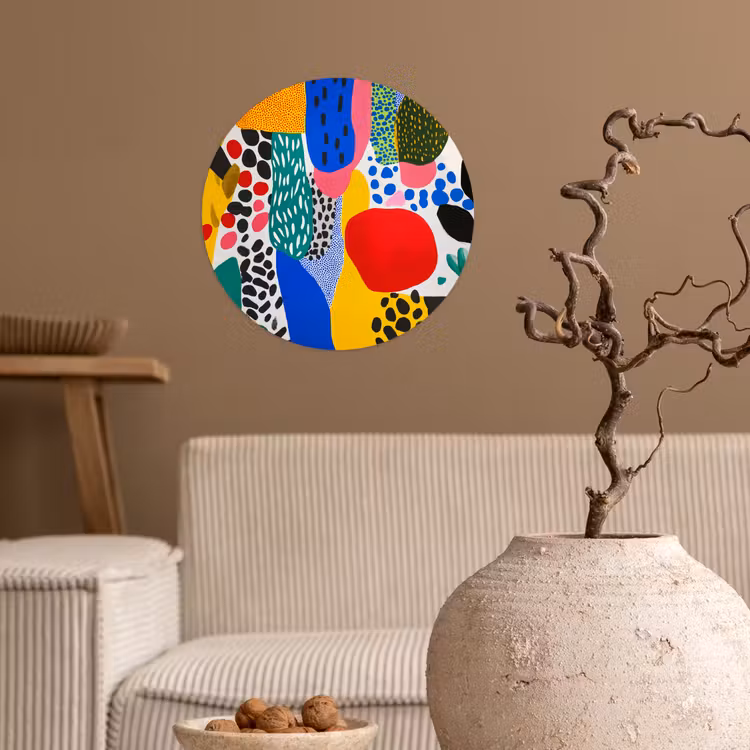 Stippen - Vormen - Modern - Kleuren Wandcirkel behangsticker klein -sfeer1