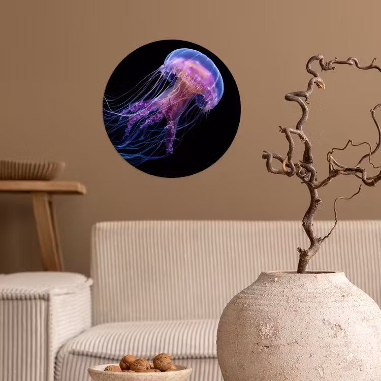 Kwal - Doorzichtig - Roze - Tentakels Wandcirkel behangsticker klein -sfeer1
