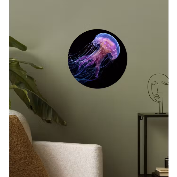 Kwal - Doorzichtig - Roze - Tentakels Wandcirkel behangsticker klein -sfeer2