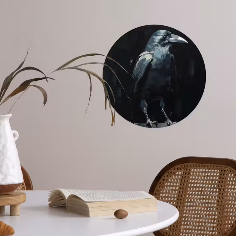 Raaf - Vogels - Zwart Wandcirkel behangsticker klein -sfeer3
