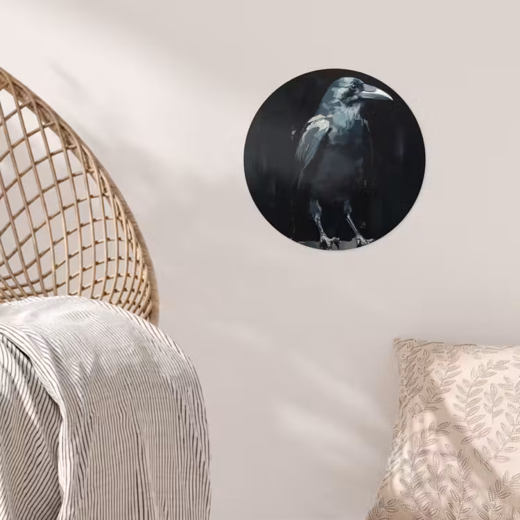 Raaf - Vogels - Zwart Wandcirkel behangsticker klein -sfeer4