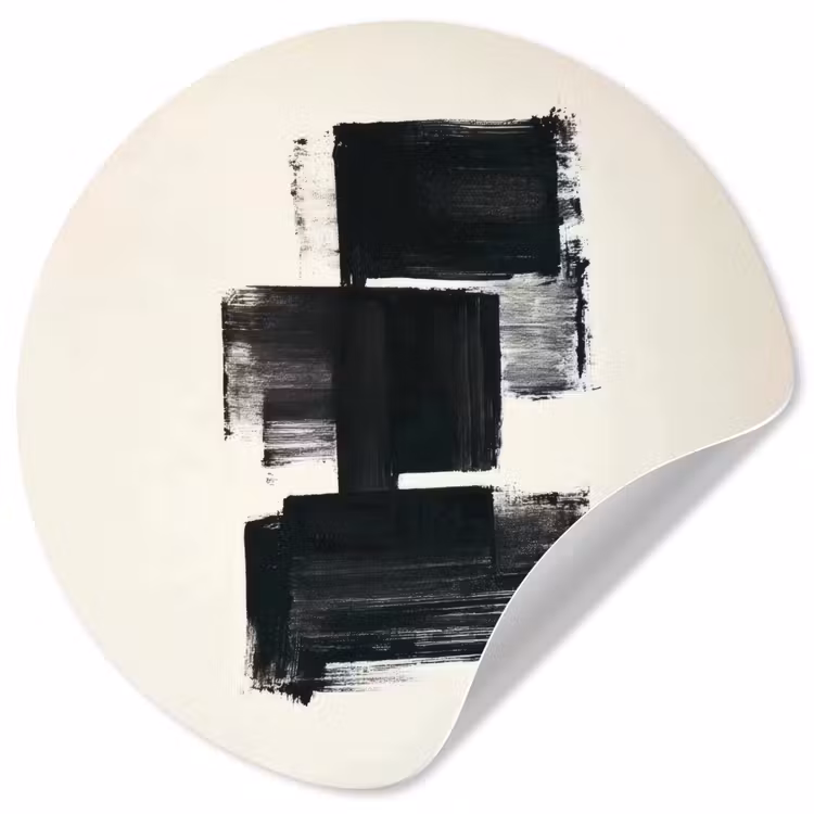 Rechthoeken - Penseelstreken - Abstract - Zwart Wandcirkel behangsticker klein -3d
