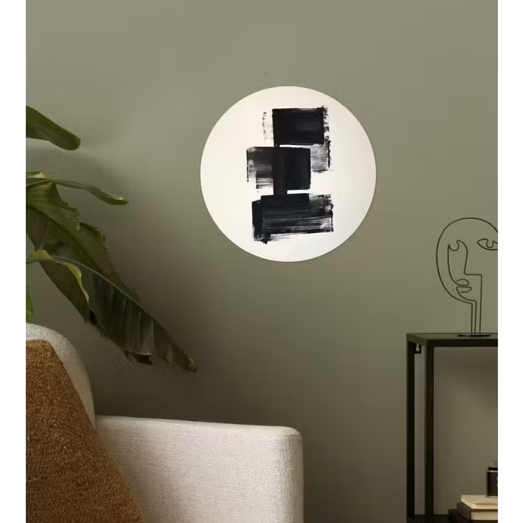 Rechthoeken - Penseelstreken - Abstract - Zwart Wandcirkel behangsticker klein -sfeer2